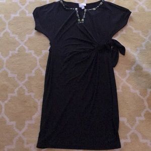 Black Jersey Donna Morgan Dress w/ Bead Detail
